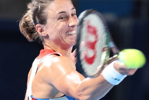 September 26, 2023, Tokyo, Japan - Petra Martic of Croatia returns the ball against Japan s Misaki Doi during the first round match of the Toray pan Pacific Open tennis tournament at the Ariake Colosseum in Tokyo on Tuesday, September 26, 2023. Doi defeated Martic 7-6, 6-2 and she will withdraw from her professional tennis carrier after this tornament. (photo by Yoshio Tsunoda AFLO) Noxthirdxpartyxsales  (0305937827st)