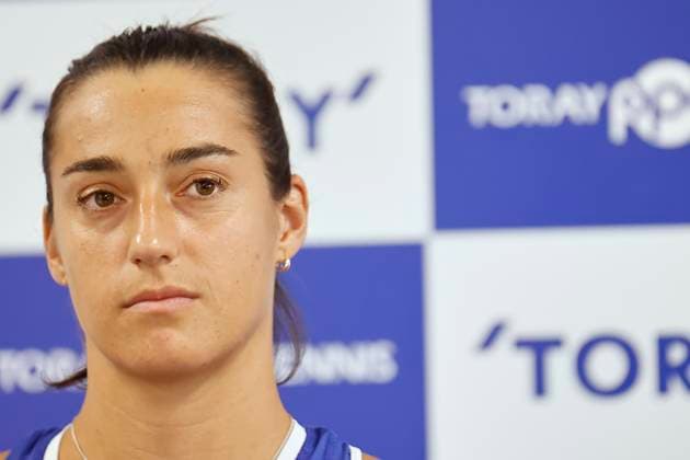 September 27, 2023, Tokyo, Japan: French professional tennis player Caroline GARCIA attends a news conference at the Toray Pan Pacific Open Tennis Tournament 2023 in the Ariake Coliseum. The tournament is held from September 25 to October 1st. Tokyo Japan - ZUMAm191 20230927_aap_m191_027 Copyright: xRodrigoxReyesxMarinx