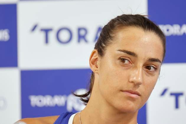 September 27, 2023, Tokyo, Japan: French professional tennis player Caroline GARCIA attends a news conference at the Toray Pan Pacific Open Tennis Tournament 2023 in the Ariake Coliseum. The tournament is held from September 25 to October 1st. Tokyo Japan - ZUMAm191 20230927_aap_m191_030 Copyright: xRodrigoxReyesxMarinx