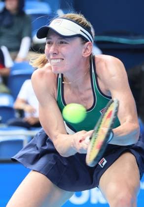 September 27, 2023, Tokyo, Japan - Ekaterina Alexandrova of Russia returns the ball against her compatriot Liudomila Samsonova during the second round match of the Toray Pan Pacific Open tennis tournament at the Ariake Colosseum in Tokyo on Wednesday, September 27, 2023. (photo by Yoshio Tsunoda AFLO) Noxthirdxpartyxsales  (0306052374st)