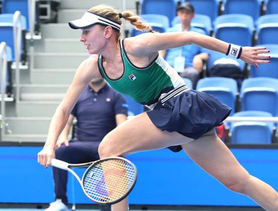 September 27, 2023, Tokyo, Japan - Ekaterina Alexandrova of Russia returns the ball against her compatriot Liudomila Samsonova during the second round match of the Toray Pan Pacific Open tennis tournament at the Ariake Colosseum in Tokyo on Wednesday, September 27, 2023. (photo by Yoshio Tsunoda AFLO) Noxthirdxpartyxsales  (0306052393st)