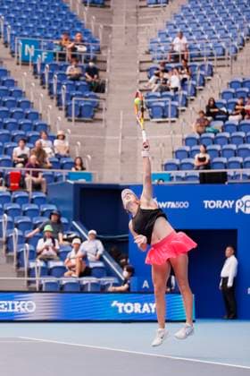 September 27, 2023, Tokyo, Japan: Kayla DAY (USA) serves against Veronika KUDERMENTOVA (RUS) during their women s singles match of the Toray Pan Pacific Open Tennis Tournament 2023 at the Ariake Coliseum. The tournament is held from September 25 to October 1st. Kudermentova won 6-3, 6-3. Tokyo Japan - ZUMAm191 20230927_aap_m191_041 Copyright: xRodrigoxReyesxMarinx