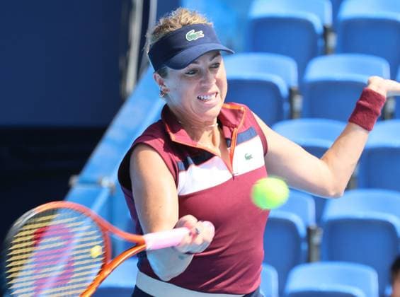 September 28, 2023, Tokyo, Japan - Anastasia Pavlyuchenkova of Russia returns the ball against Linda Noskova of Czech Republic during the second round match of the Toray Pan Pacific Open tennis tournament at the Ariake Colosseum in Tokyo on Thursday, September 28, 2023. (photo by Yoshio Tsunoda AFLO) Noxthirdxpartyxsales  (0306172721st)