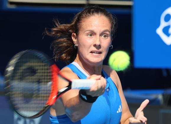 September 28, 2023, Tokyo, Japan - Daria Kasatkina of Russia returns the ball against Despina Papamichail of Greece during the second round match of the Toray Pan Pacific Open tennis tournament at the Ariake Colosseum in Tokyo on Thursday, September 28, 2023. (photo by Yoshio Tsunoda AFLO) Noxthirdxpartyxsales  (0306183347st)