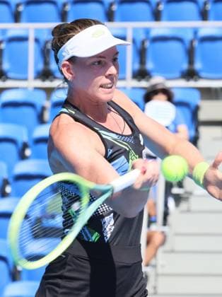 September 28, 2023, Tokyo, Japan - Despina Papamichail of Greece returns the ball against Daria Kasatkina of Russia during the second round match of the Toray Pan Pacific Open tennis tournament at the Ariake Colosseum in Tokyo on Thursday, September 28, 2023. (photo by Yoshio Tsunoda AFLO) Noxthirdxpartyxsales  (0306183424st)