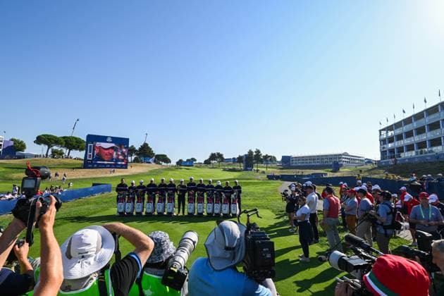 Ryder Cup 2023, Practice and Previews, Golf, Marco Simone Golf & Country Club, Rome, Italy - 28 Sep 2023  Copyright: xGreigxCowie Shutterstockx 14126911o