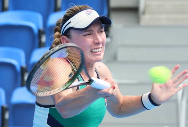 September 29, 2023, Tokyo, Japan - Ekaterina Alexandrova of Russia returns the ball against her compatriot Anastasia Pavlyuchenkova during the quarter final match of the Toray pan Pacific Open tennis tournament at the Ariake Colosseum in Tokyo on Friday, September 29, 2023. (photo by Yoshio Tsunoda AFLO) Noxthirdxpartyxsales  (0306295637st)