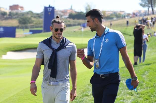 Golf, Ryder Cup in Rome, Day 1 - Gareth Bale and Novak Djokovic as spectators