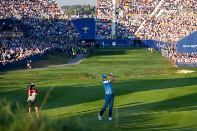 230929 Ludvig Aberg of Team Europe in a foursome match during day one of the Ryder Cup on September 29, 2023 in Rome Photo Mathias Bergeld BILDBYRAN kod MB MB0736 golf ryder cup day 1 bbeng round 1  Copyright: MATHIASxBERGELD BB230929MB046