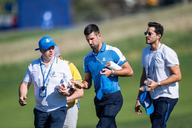 230929 Novak Djokovic follow a foursome match during day one of the Ryder Cup on September 29, 2023 in Rome Photo Mathias Bergeld BILDBYRAN kod MB MB0736 golf ryder cup day 1 bbeng round 1  Copyright: MATHIASxBERGELD BB230929MB066