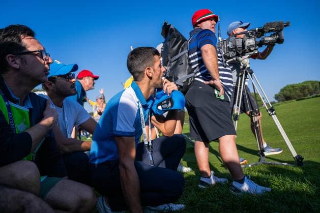 230929 Novak Djokovic follow a foursome match during day one of the Ryder Cup on September 29, 2023 in Rome Photo Mathias Bergeld BILDBYRAN kod MB MB0736 golf ryder cup day 1 bbeng round 1  Copyright: MATHIASxBERGELD BB230929MB068