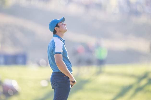 230929 Viktor Hovland of Team Europe looks dejected in a foursome match during day one of the Ryder Cup on September 29, 2023 in Rome Photo Mathias Bergeld BILDBYRAN kod MB MB0736 golf ryder cup day 1 bbeng round 1 depp  Copyright: MATHIASxBERGELD BB230929MB070