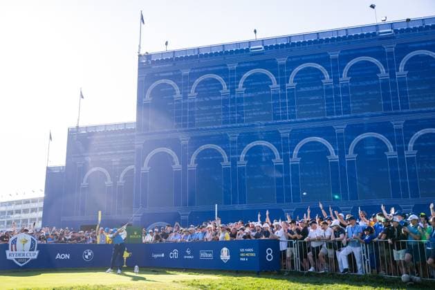 230929 Ludvig Aberg of Team Europe in a foursome match during day one of the Ryder Cup on September 29, 2023 in Rome Photo Mathias Bergeld BILDBYRAN kod MB MB0736 golf ryder cup day 1 bbeng round 1  Copyright: MATHIASxBERGELD BB230929MB091