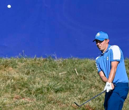 September 29, 2023, ROME, ITALY: Europe s English golfer Matt Fitzpatrick in actions during the Fourballs matches on the first day of the 2023 Ryder Cup golf tournament at Marco Simone Golf Club in Guidonia, near Rome, Italy, 29 September 2023. The 44th Ryder Cup matches between the US and Europe will be held in Italy from 29 September to 01 October 2023. .ANSA RICCARDO ANTIMIANI 2023 Ryder Cup golf tournament  - ZUMAa110 20230929_zaf_a110_030 Copyright: xRiccardoxAntimianix