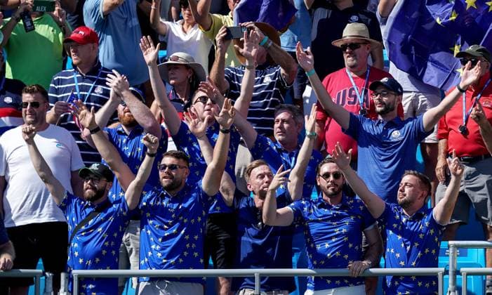 2023 Ryder Cup, Marco Simone Golf and Country Club, Rome, Italy 29 9 2023 Team Europe fans Team Europe fans 29 9 2023  Copyright: x INPHO MatteoxCiambellix DSC02058