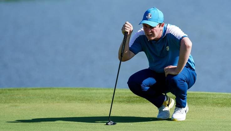 2023 Ryder Cup, Marco Simone Golf and Country Club, Rome, Italy 29 9 2023 Robert MacIntyre lines up a putt Robert MacIntyre lines up a putt 29 9 2023  Copyright: x INPHO MatteoxCiambellix DSC04483