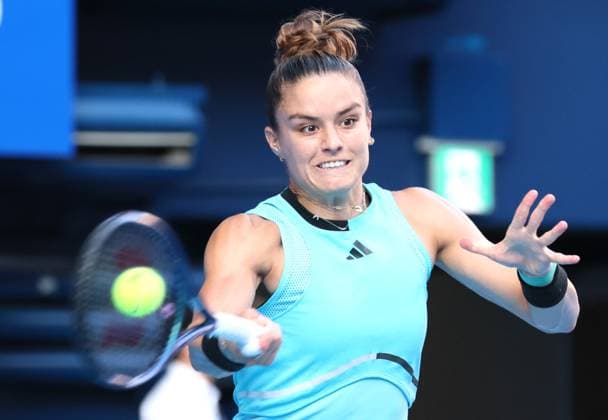 September 30, 2023, Tokyo, Japan - Maria Sakkari of Greece returns the ball against Jessica Pegula of the United States during the semi final match of the Toray Pan Pacific Open tennis tournament at the Ariake Colosseum in Tokyo on Saturday, September 30, 2023. (photo by Yoshio Tsunoda AFLO) Noxthirdxpartyxsales  (0306436760st)