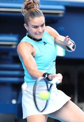 September 30, 2023, Tokyo, Japan - Maria Sakkari of Greece returns the ball against Jessica Pegula of the United States during the semi final match of the Toray Pan Pacific Open tennis tournament at the Ariake Colosseum in Tokyo on Saturday, September 30, 2023. (photo by Yoshio Tsunoda AFLO) Noxthirdxpartyxsales  (0306436778st)
