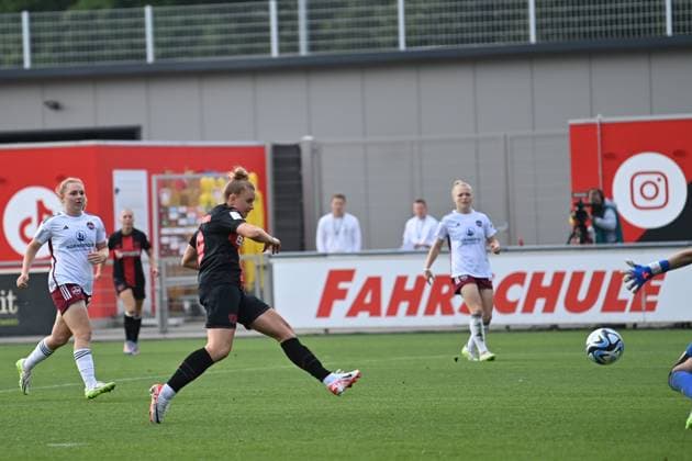 Nikola Karczewska B04, 9 shoots for 4 0 hat trick, 30 09 2023, Leverkusen Germany , football,google pixel womens Bundesliga bayer 04 Leverkusen 1 FC Nürnberg, DFB DFL REGULATES PROHIBIT ANY USE OF PHOTOGRAPHS AS IMAGE SEQUENCES AND OR QUASI VIDEO xmkx