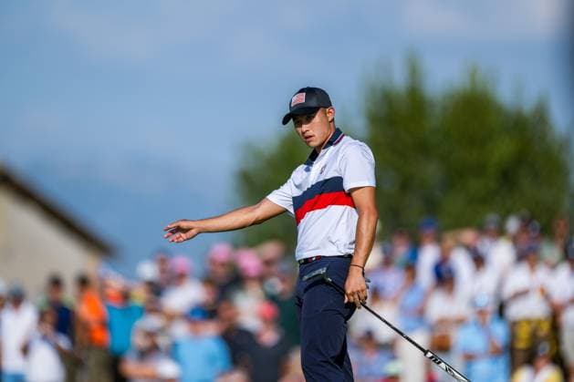 230930 Collin Morikawa of Team USA in a fourball match during day 2 of the Ryder Cup on September 30, 2023 in Rome Photo Mathias Bergeld BILDBYRAN kod MB MB0737 golf ryder cup day 2 bbeng foursome  Copyright: MATHIASxBERGELD BB230930MB069