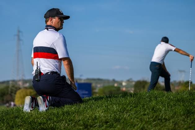 230930 Patrick Cantlay, captain of Team USA, in a fourball match during day 2 of the Ryder Cup on September 30, 2023 in Rome Photo Mathias Bergeld BILDBYRAN kod MB MB0737 golf ryder cup day 2 bbeng foursome  Copyright: MATHIASxBERGELD BB230930MB070
