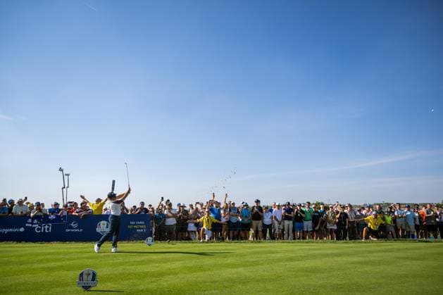 230930 Viktor Hovland of Team Europe looks dejected in a fourball match during day 2 of the Ryder Cup on September 30, 2023 in Rome Photo Mathias Bergeld BILDBYRAN kod MB MB0737 golf ryder cup day 2 bbeng foursome depp  Copyright: MATHIASxBERGELD BB230930MB074
