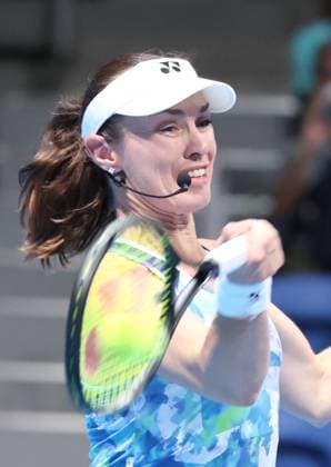 October 1, 2023, Tokyo, Japan - Swiss tennis legend Martina Hingis) plays a doubles game for exhibition match after the final of the Toray Pan Pacifc Open tennis tournament at the Ariake Colosseum in Tokyo on Sunday, October 1, 2023. (photo by Yoshio Tsunoda AFLO) Noxthirdxpartyxsales  (231127581)