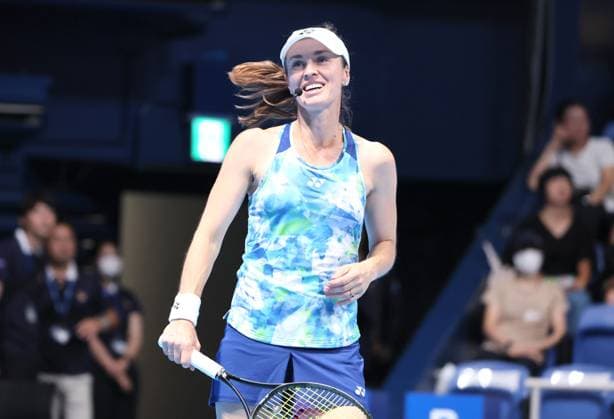 October 1, 2023, Tokyo, Japan - Swiss tennis legend Martina Hingis plays a doubles game for exhibition match after the final of the Toray Pan Pacifc Open tennis tournament at the Ariake Colosseum in Tokyo on Sunday, October 1, 2023. (photo by Yoshio Tsunoda AFLO) Noxthirdxpartyxsales  (231127583)