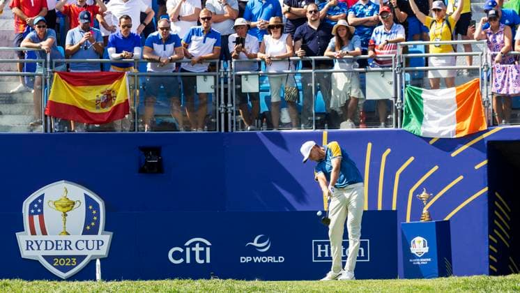 ROM 2023 10 01 Day 3 Singles Matches Ludvig Aberg Sweden met Brooks Koepka in his singles match as the Ryder Cup ends on Sunday Photo Christer Höglund TT code 40750 Rome Italy GOLF x40750x  Copyright: xChristerxHöglund TTx RYDER CUP 2023