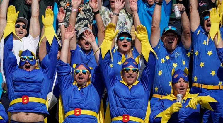 Sport Bilder des Tages 2023 Ryder Cup, Marco Simone Golf and Country Club, Rome, Italy 1 10 2023 Europe fans Europe fans 1 10 2023  Copyright: x INPHO MatteoxCiambellix DSC06573