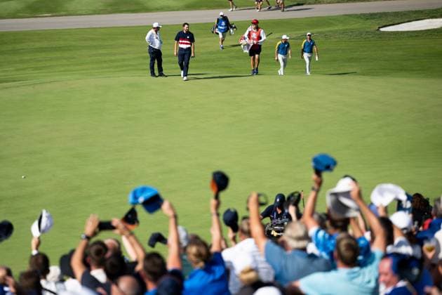 231001 Patrick Cantlay of team USA in a singles match during day three of the Ryder Cup on October 1, 2023 in Rome Photo Mathias Bergeld BILDBYRAN kod MB MB0738 golf ryder cup day 3 bbeng  Copyright: MATHIASxBERGELD BB231001MB030