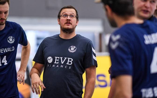 Volleyball, Season 2023 2024, 2 Bundesliga Nord, 01 10 2023, 04 Matchday, Men, TuB Bocholt blue vs VCO Berlin white Markus Friedrich Coach TuB Bocholt , Bocholt Euregiohalle Nordrhein Westfalen Germany 231001_vb_tub-bocholt_vco-berlin_22401