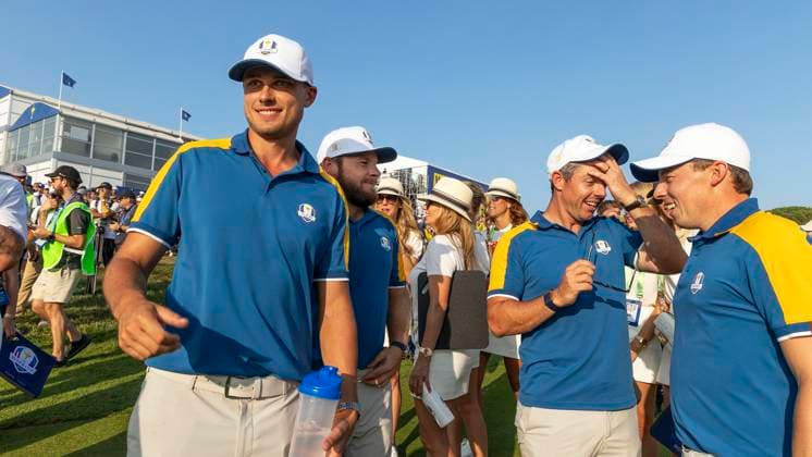 ROM 2023 10 01 Day 3 Singles Matches Europe beat the USA in the Ryder Cup here from Ludvig Aberg Sweden, Tyrell Hatton, England, Rory McIlroy N Ireland and Matt Fitszpatrick, England Photo Christer Höglund TT code 40750 Rome Italy GOLF x40750x  Copyright: xChristerxHöglund TTx RYDER CUP 2023