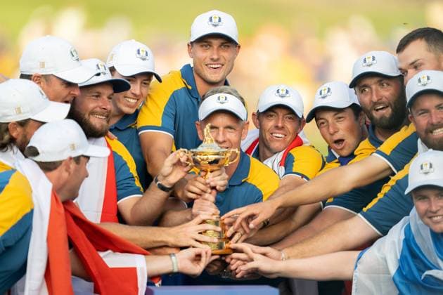 Bilder des Jahres 2023, Sport 10 Oktober Sport Themen der Woche KW39 Sport Bilder des Tages 231001 Ludvig Aberg celebrates with Team Europe during day three of the Ryder Cup on October 1, 2023 in Rome. Photo: Mathias Bergeld BILDBYRAN kod MB MB0738 golf ryder cup day 3 bbeng celebration jubel *** 231001 Ludvig Aberg celebrates with Team Europe during day three of the Ryder Cup on October 1, 2023 in Rome Photo Mathias Bergeld BILDBYRAN kod MB MB0738 golf ryder cup day 3 bbeng celebration jubel  Copyright: MATHIASxBERGELD BB231001MB038