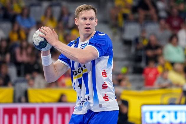 Adam Lönn Lonn, TVB, 11 , on the ball, single picture, single photo, action, 01 10 2023, Mannheim Germany , Handball, Bundesliga, Rhein Neckar Löwen TVB Stuttgart xozx
