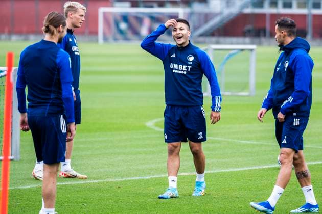 Roony Bardghji FC Copenhagen train at Frederiksberg, Monday 2 October 2023 The team will meet Bayern Munich in the Champions League on Tuesday in a match played at Parken, Copenhagen Photo Martin Sylvest 2023 , Copenhagen Denmark  Copyright: MartinxSylvest MartinxSylvestx COP14717 spdk20231002-123308-L