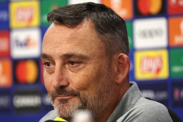 Franck HAISE (entraineur RC Lens) lors de la confÃ rence de presse d avant-match de Ligue des Champions entre le RC Lens et Arsenal, stade Bollaert-Delelis, le 2 octobre 2023 FOOTBALL : RC LENS vs ARSENAL - LIGUE DES CHAMPIONS - CONFERENCE PRESSE AVANT-MATCH - 02 10 2023 LaurentSanson Panoramic 