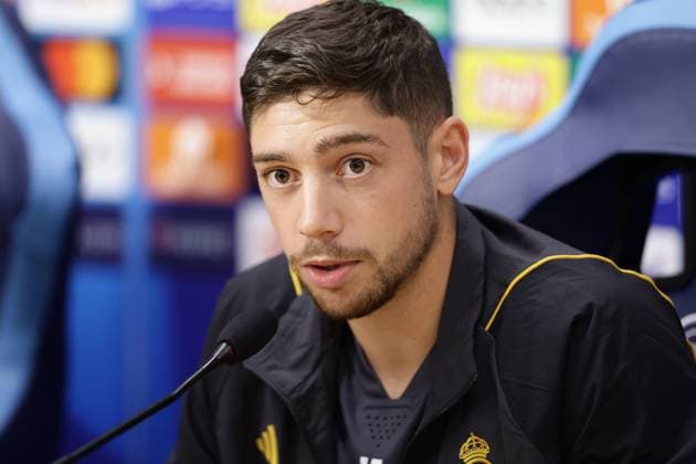 Italy: press conference, PK, Pressekonferenz Real Madrid CL Real Madrid s Uruguayan midfielder Federico Valverde during press conference Real Madrid before UEFA Champions League match against SSC Napoli at the Diego Armando Maradona stadium October 02, 2023, in Naples, Italy. ABPH9749 Copyright: xAntonioxBalascox
