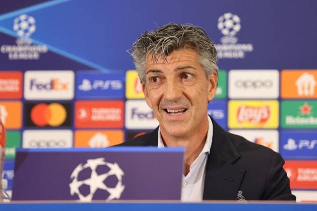 SOCCER - UEFA CL, RBS vs Sociedad SALZBURG,AUSTRIA,02.OCT.23 - SOCCER - UEFA Champions League, group stage, Red Bull Salzburg vs Real Sociedad, preview, press conference, PK, Pressekonferenz Sociedad. Image shows head coach Imanol Alguacil (Sociedad).  GEPAxpictures xMathiasxMandl