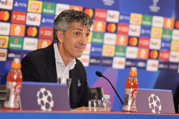 SOCCER - UEFA CL, RBS vs Sociedad SALZBURG,AUSTRIA,02.OCT.23 - SOCCER - UEFA Champions League, group stage, Red Bull Salzburg vs Real Sociedad, preview, press conference, PK, Pressekonferenz Sociedad. Image shows head coach Imanol Alguacil (Sociedad).  GEPAxpictures xMathiasxMandl