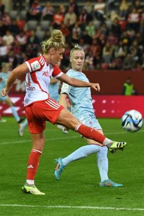 Womens soccer DALLMANN Linda in attack during the Google Pixel womens soccer Bundesliga match of FC Bayern Munich against 1 FC Köln on 02 10 2023, Germany, Bayern Munich FC Bayern Campus Bayern Germany.