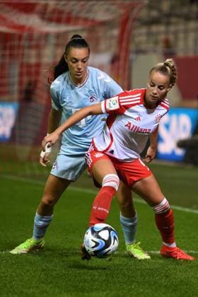 Womens soccer PADILLA BIDAS Natalia and GWINN Giulia at the Google Pixel womens soccer Bundesliga match between FC Bayern Munich and 1 FC Köln on 02 10 2023, Germany, Bayern Munich FC Bayern Campus Bayern Germany.