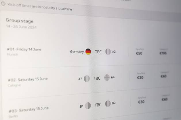 EURO 2024 tickets go on general sale Photo taken on October 2023 in Zagreb, Croatia shows illustration for ticket applications for UEFA EURO, EM, Europameisterschaft,Fussball 2024 through the official UEFA ticketing platform. Over 1.2 million tickets will be available in the application period from 3 October until 26 October 2023. LukaxStanzl PIXSELL