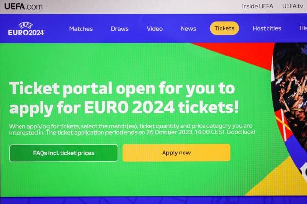 EURO 2024 tickets go on general sale Photo taken on October 2023 in Zagreb, Croatia shows illustration for ticket applications for UEFA EURO, EM, Europameisterschaft,Fussball 2024 through the official UEFA ticketing platform. Over 1.2 million tickets will be available in the application period from 3 October until 26 October 2023. LukaxStanzl PIXSELL