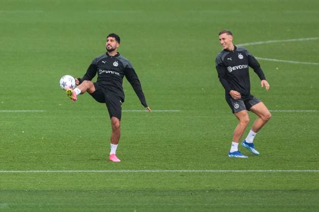 03 10 2023, football, season 2023 2024, 1 Bundesliga, training Borussia Dortmund, v l Emre Can Borussia Dortmund , Nico Schlotterbeck Borussia Dortmund , Dortmund training ground BVB NRW Germany xRHR PHOTO DEx Copyright: DennisxEwert RHR-FOTOx RHR-FOTO DE