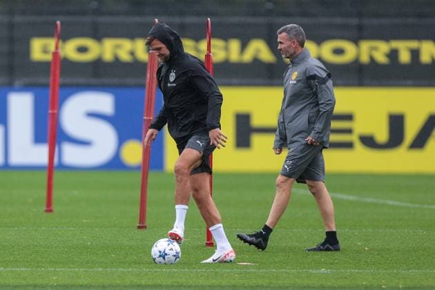 03 10 2023, football, season 2023 2024, 1 Bundesliga, training Borussia Dortmund, f l Niclas Füllkrug Borussia Dortmund , athletics coach Shad Forsythe Borussia Dortmund , Dortmund training ground BVB NRW Germany xRHR PHOTO DEx Copyright: DennisxEwert RHR-FOTOx RHR-FOTO DE