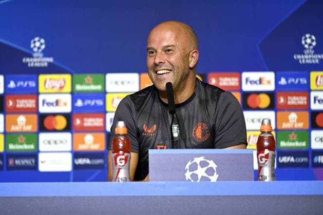 MADRID - Feyenoord coach Arne Slot during Feyenoord s press conference, PK, Pressekonferenz prior to the UEFA Champions League match against Atletico Madrid at Estadio Metropolitano on October 3, 2023 in Madrid, Spain. ANP OLAF KRAAK UEFA Champions League 2023 24 MD-1 2023 2024 xVIxANPxSportx xxANPxIVx 480123203 originalFilename: 480123203.jpg
