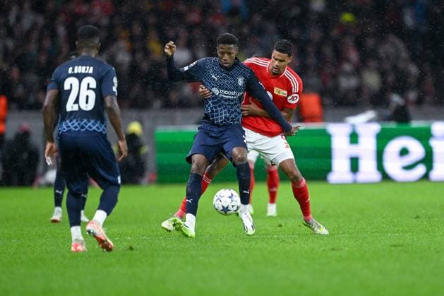 03 10 2023, Football, Champions League, 2 match day, 2023 2024 season, 1 FC Union Berlin Sporting Braga, Simon Banza SC Braga , Danilho Doekhi Union Berlin xRHR PHOTO TKx Copyright: RHR-FOTOx RHR-FOTO TK