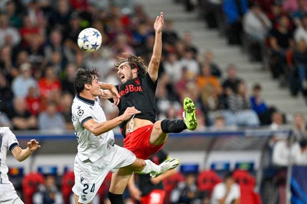SOCCER - UEFA CL, RBS vs Sociedad iSALZBURG,AUSTRIA,03.OCT.23 - SOCCER - UEFA Champions League, group stage, Red Bull Salzburg vs Real Sociedad. Image shows Robin Le Normand (Sociedad) adn Roko Simic (Salzburg).  GEPAxpictures xDanielxSchoenherr