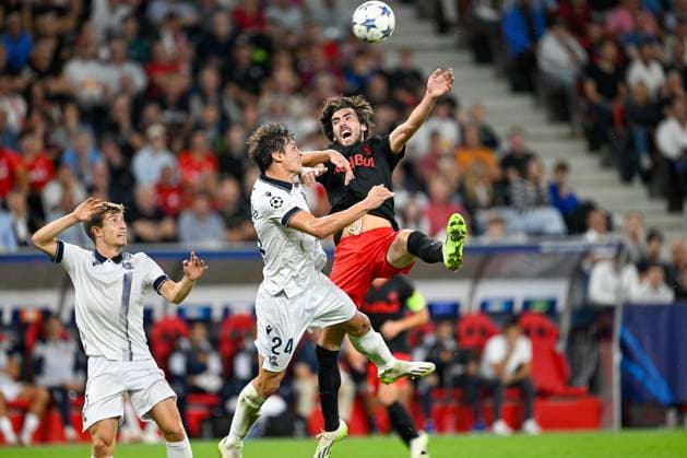 SOCCER - UEFA CL, RBS vs Sociedad iSALZBURG,AUSTRIA,03.OCT.23 - SOCCER - UEFA Champions League, group stage, Red Bull Salzburg vs Real Sociedad. Image shows Robin Le Normand (Sociedad) adn Roko Simic (Salzburg).  GEPAxpictures xDanielxSchoenherr
